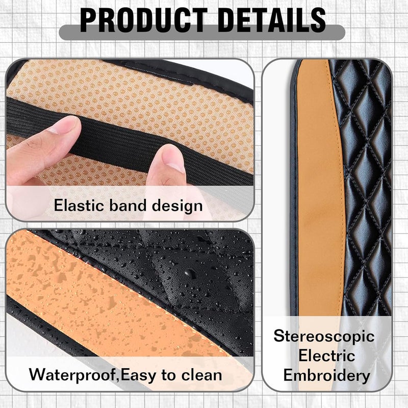 Couslcd Auto Center Console Pad, Universal Waterproof Armrest Seat Box Cover, Car Interior Accessories, Leather Auto Armrest Cover Protector for Most Vehicle, SUV, Truck (Beige) - Image 5